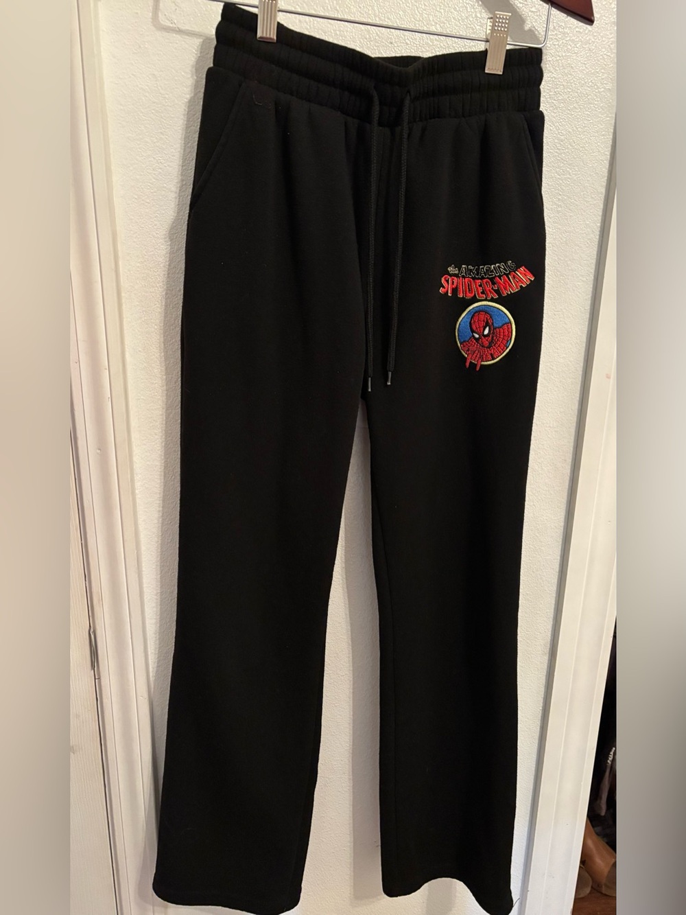 Marvel Black Sweatpants with Spider-Man Embroidered Patch S